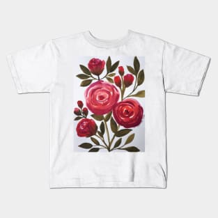 Watercolor Red Roses Kids T-Shirt